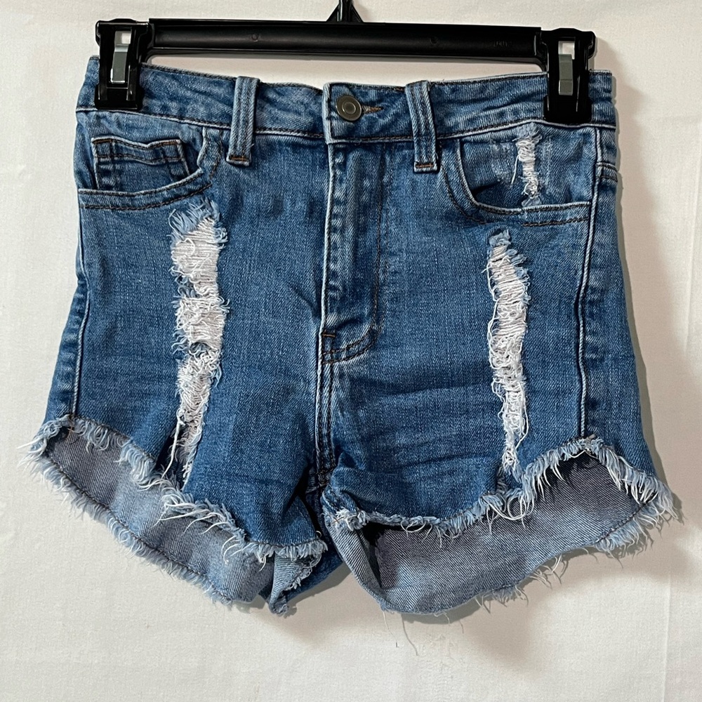 P+ Boutique Distressed Denim Shorts